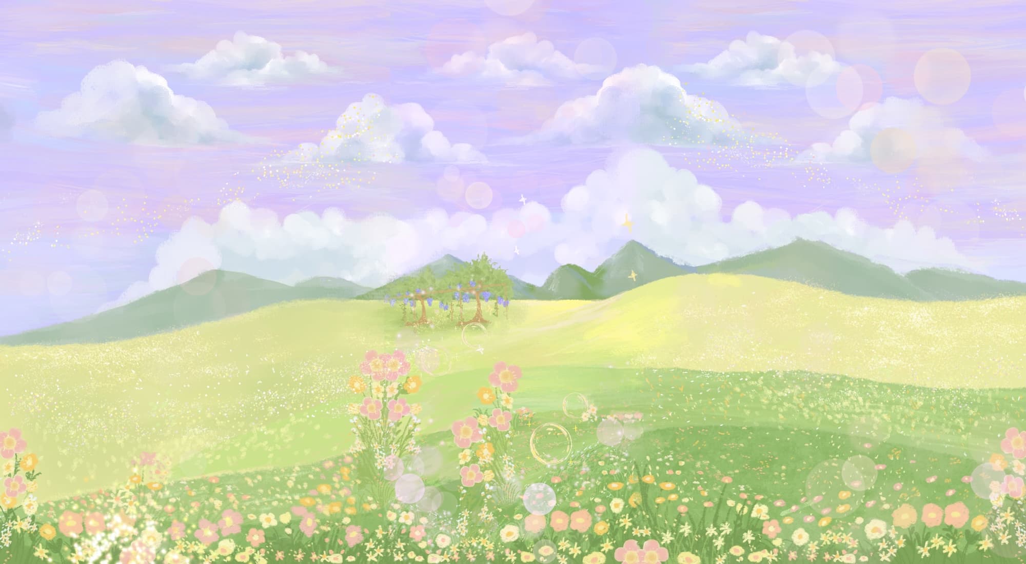 Hill Pastel Purple Background